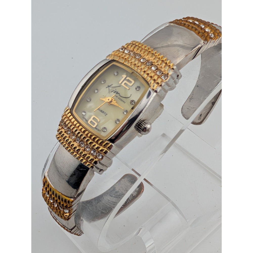 Kim Rogers Watch Women 20mm Two Tone Bangle Hinge Band MOP Dial- New Battery